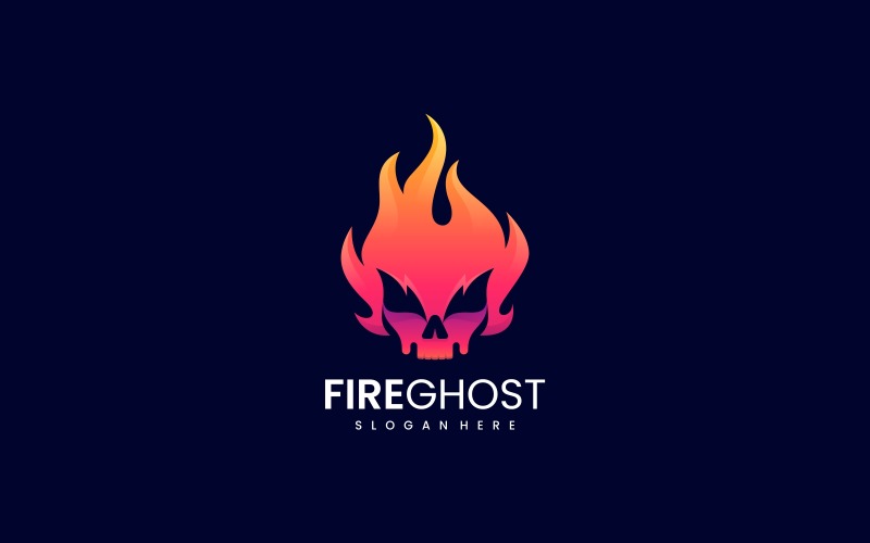 Fire Ghost Gradient Logo Template