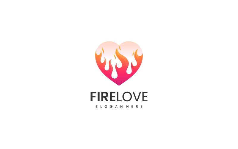 Fire Love Gradient Logo Style Logo Template