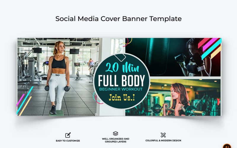 Gym and Fitness Facebook Cover Banner Design-01 Social Media