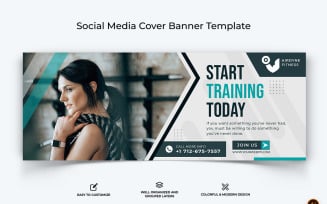 Gym and Fitness Facebook Cover Banner Design-23