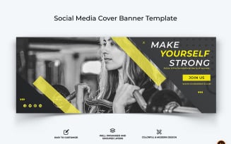 Gym and Fitness Facebook Cover Banner Design-29