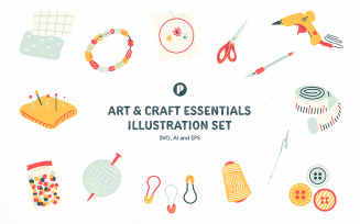Playful Craft and Art Essentials Illustration Set
