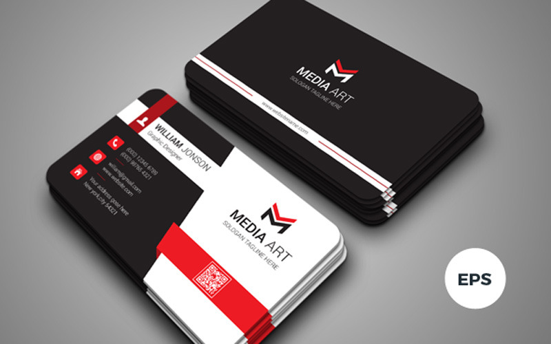 Red Color Business Card Template Corporate Identity