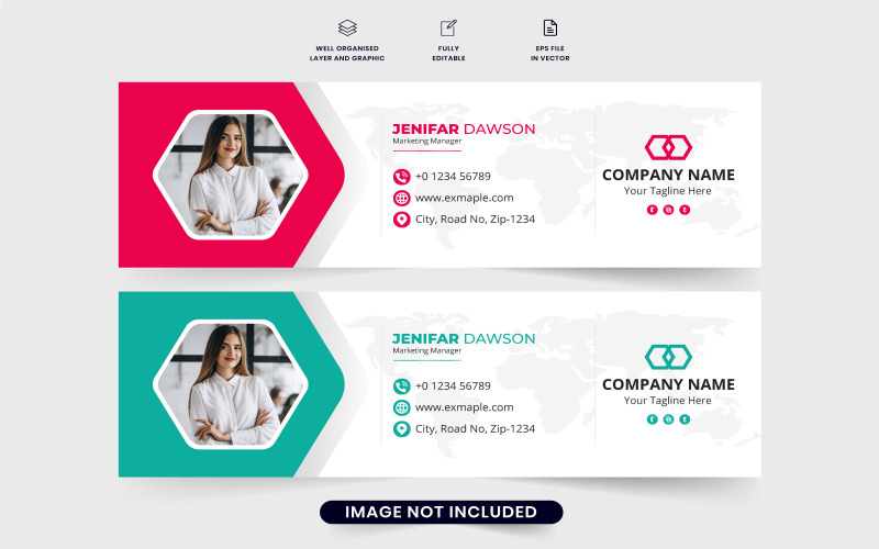 Modern email footer and signature vector Corporate Identity