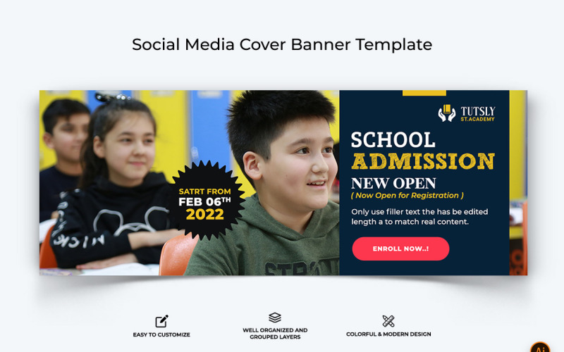 School Admission Facebook Cover Banner Design-07 Social Media