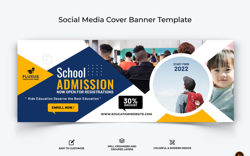 School Admission Facebook Cover Banner Design-18 Social Media