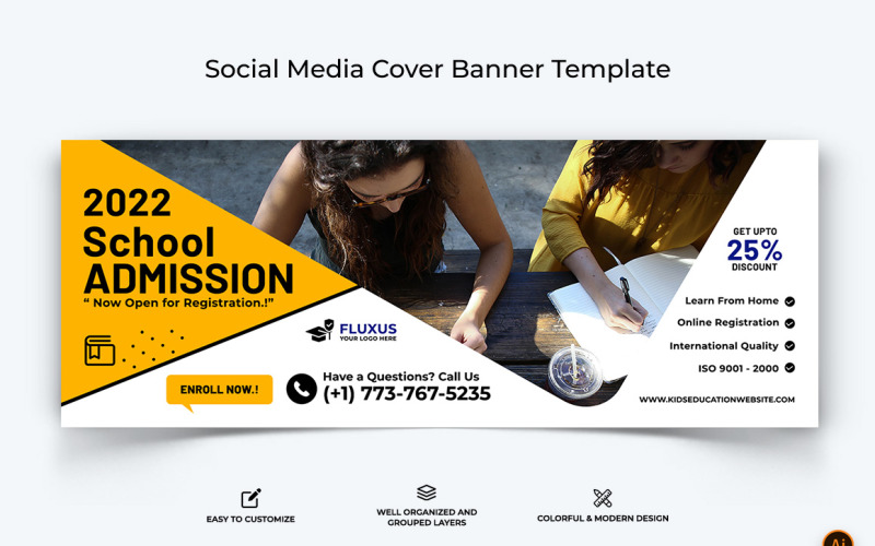 School Admission Facebook Cover Banner Design-20 Social Media