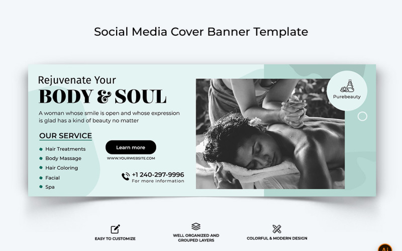 Spa and Salon Facebook Cover Banner Design-11 Social Media