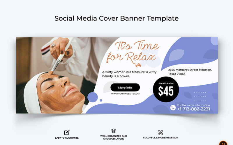Spa and Salon Facebook Cover Banner Design-14 Social Media