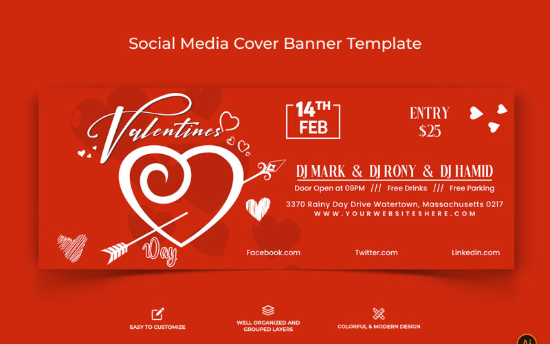 Valentines Day Facebook Cover Banner Design-04 Social Media