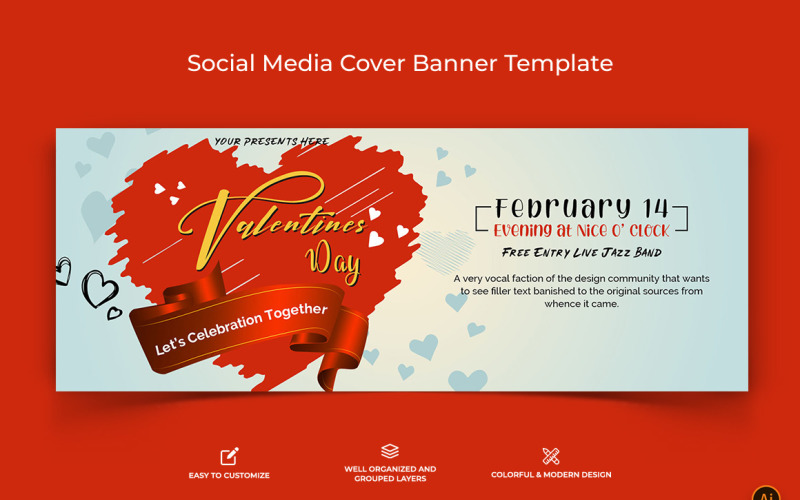 Valentines Day Facebook Cover Banner Design-05 Social Media