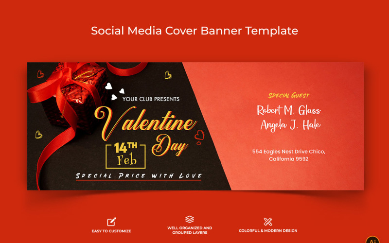 Valentines Day Facebook Cover Banner Design-06 Social Media