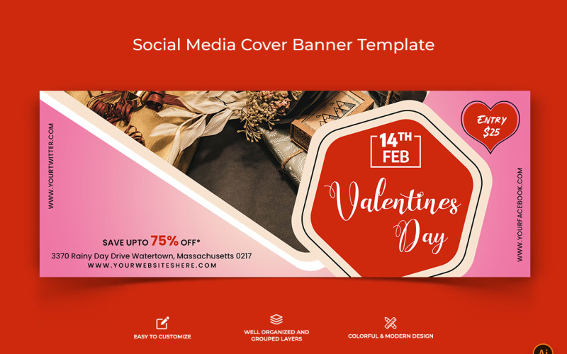 Valentines Day Facebook Cover Banner Design-07 Social Media