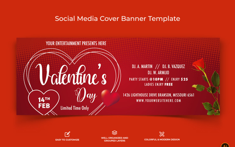 Valentines Day Facebook Cover Banner Design-08 Social Media
