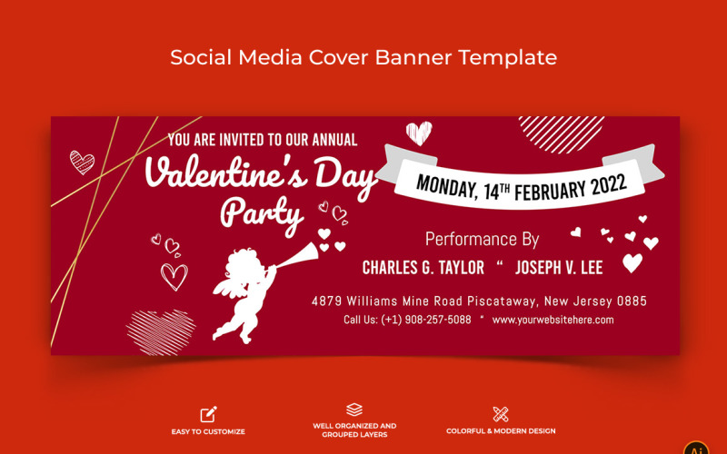 Valentines Day Facebook Cover Banner Design-09 Social Media