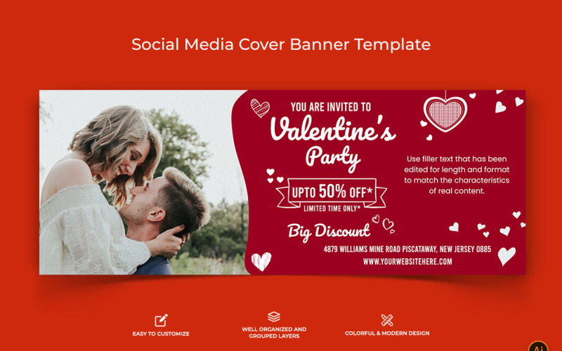 Valentines Day Facebook Cover Banner Design-11 Social Media
