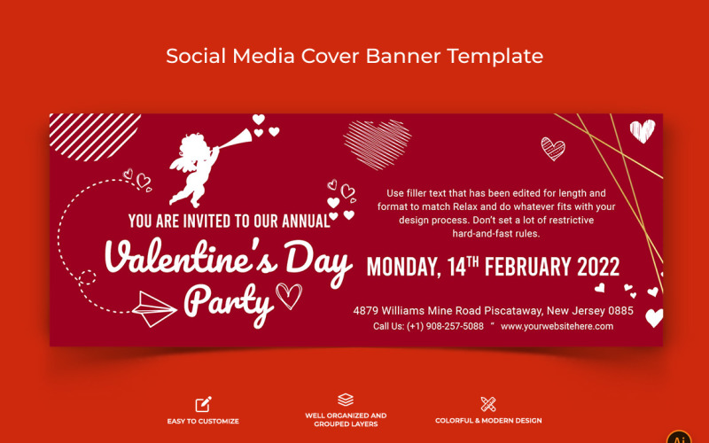 Valentines Day Facebook Cover Banner Design-14 Social Media