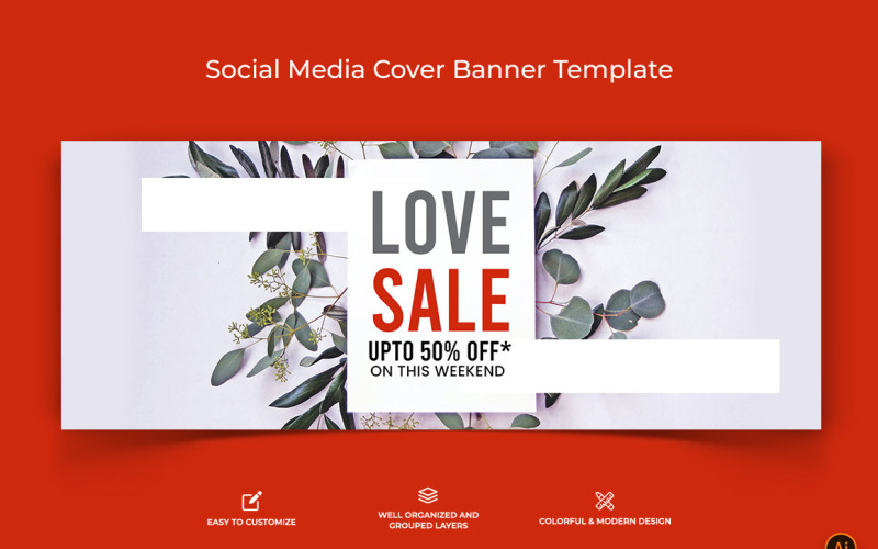 Valentines Day Facebook Cover Banner Design-16 Social Media