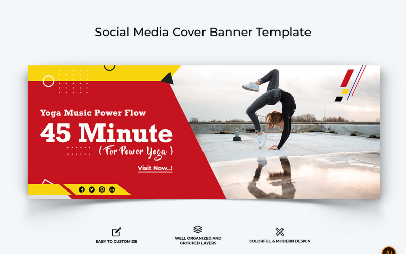 Yoga and Meditation Facebook Cover Banner Design-04 Social Media