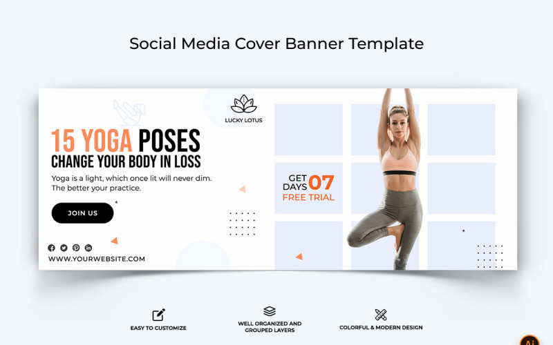 Yoga and Meditation Facebook Cover Banner Design-30 Social Media