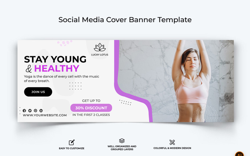 Yoga and Meditation Facebook Cover Banner Design-31 Social Media