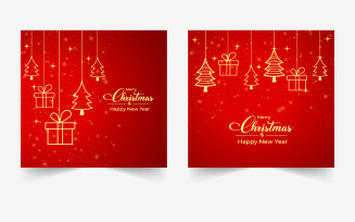 Christmas Banner Ca with Golden Elements
