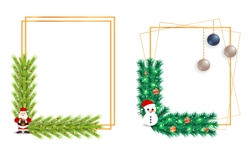 Christmas Frame with Snowman and a Santa Illustration