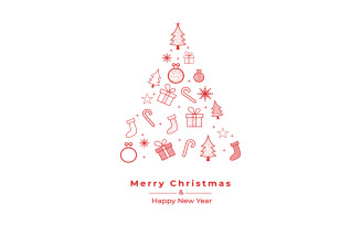 Christmas Greeting Card with Red Icons