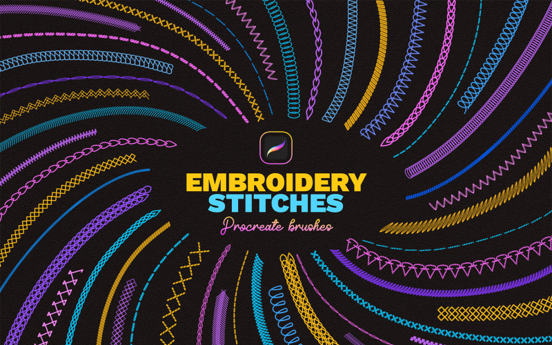 Embroidery Stitches Procreate Brushes Illustration