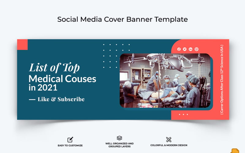 Medical and Hospital Facebook Cover Banner Design-001 Social Media