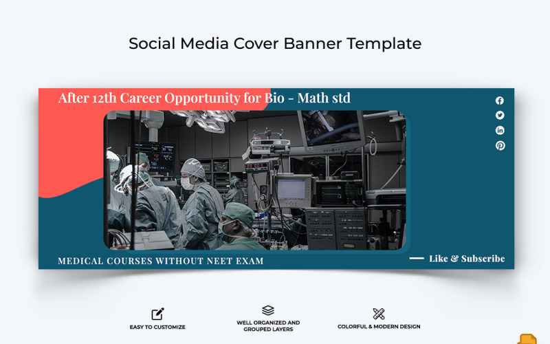 Medical and Hospital Facebook Cover Banner Design-002 Social Media