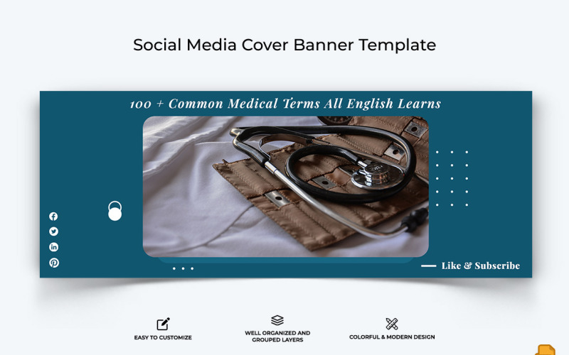 Medical and Hospital Facebook Cover Banner Design-004 Social Media