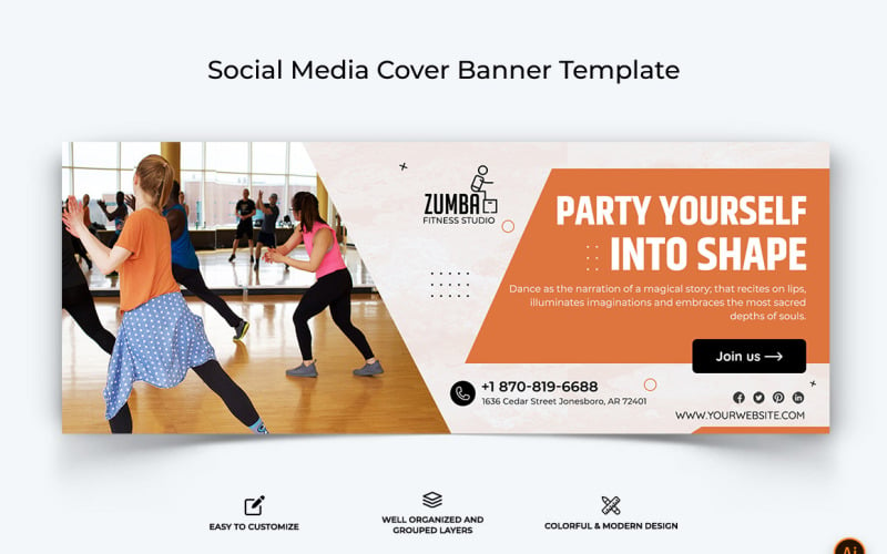 Zumba Dance Facebook Cover Banner Design-15 Social Media