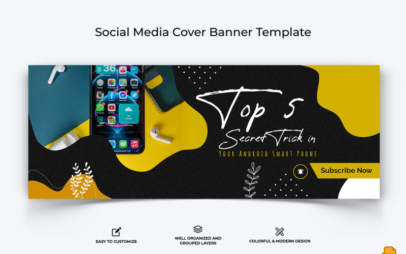 Mobile Tips Facebook Cover Banner Design-011 Social Media