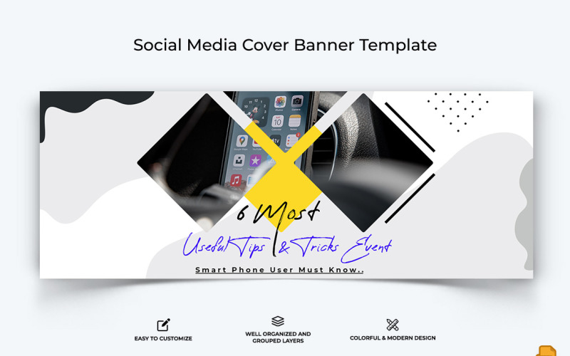 Mobile Tips Facebook Cover Banner Design-012 Social Media