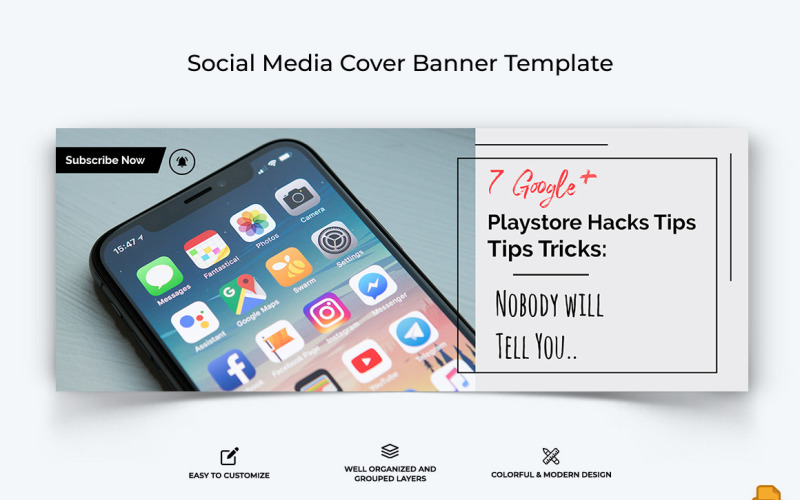 Mobile Tips Facebook Cover Banner Design-016 Social Media