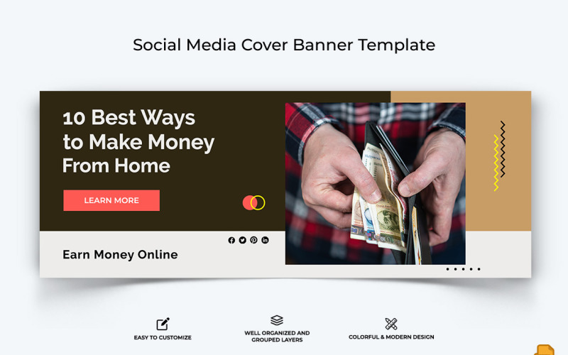 Online Money Earnings Facebook Cover Banner Design-002 Social Media