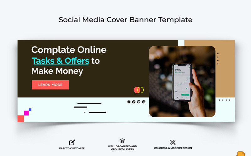 Online Money Earnings Facebook Cover Banner Design-003 Social Media