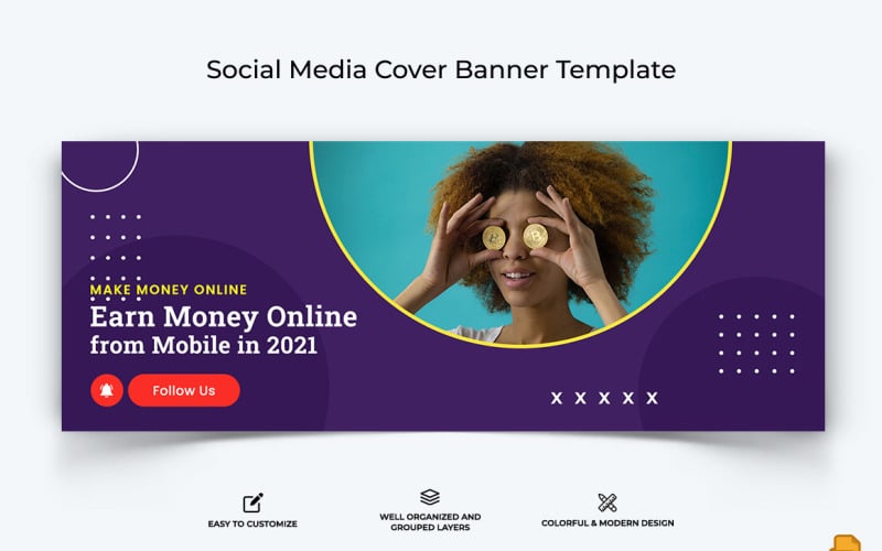 Online Money Earnings Facebook Cover Banner Design-015 Social Media