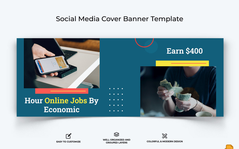 Online Money Earnings Facebook Cover Banner Design-017 Social Media