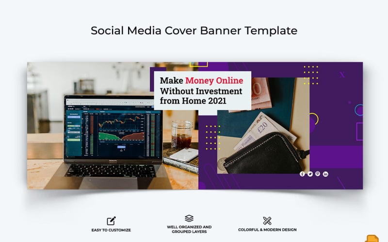 Online Money Earnings Facebook Cover Banner Design-019 Social Media
