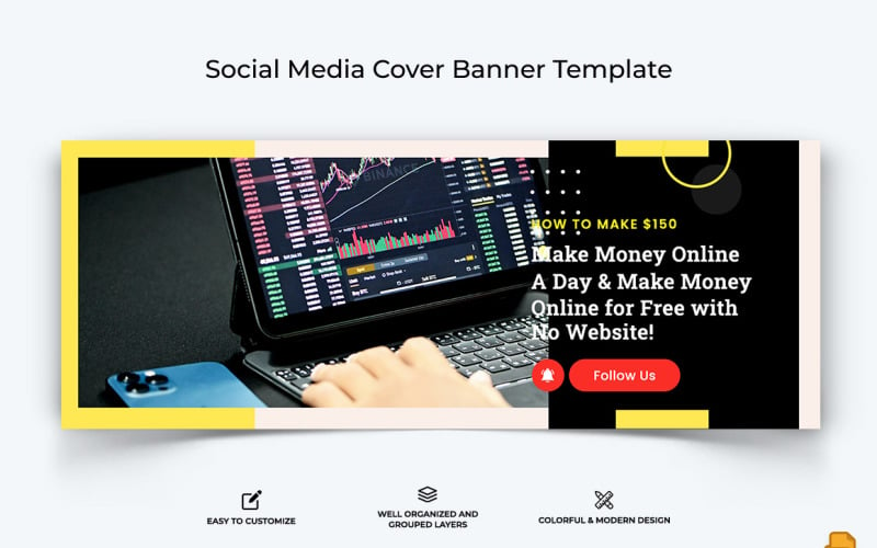 Online Money Earnings Facebook Cover Banner Design-020 Social Media