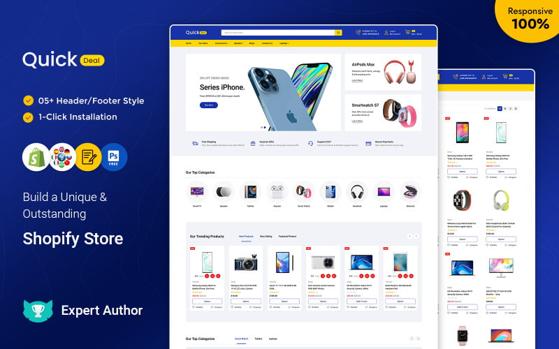Quickdeal - Electronics, Gadgets and Computers Multipurpose Shopify Responsive Theme Shopify Theme