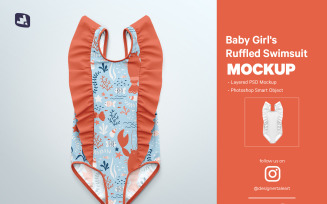 Baby Girl’s Ruffled Swimsuit Mockup