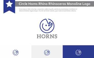 Circle Horns Rhino Rhinoceros Wild Animal Nature Monoline Logo