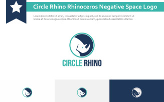 Circle Rhino Rhinoceros Animal Zoo Negative Space Logo