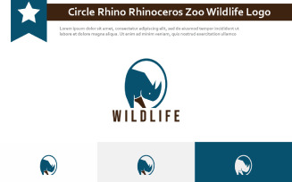 Circle Rhino Rhinoceros Animal Zoo Wildlife Logo