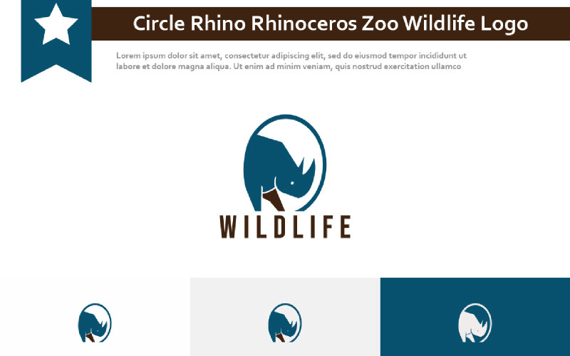 Circle Rhino Rhinoceros Animal Zoo Wildlife Logo Logo Template