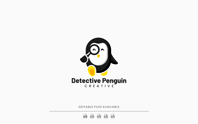 Detective Penguin Cartoon Logo Logo Template