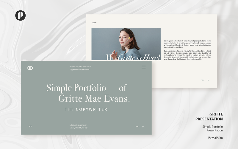 Gritte – White Grey Simple Portfolio Presentation Template PowerPoint Template